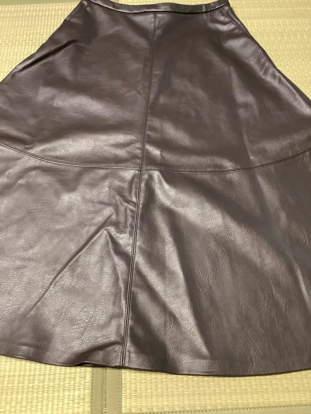 Women's Faux Leather A-Line Midi Skirt - Dark Brown